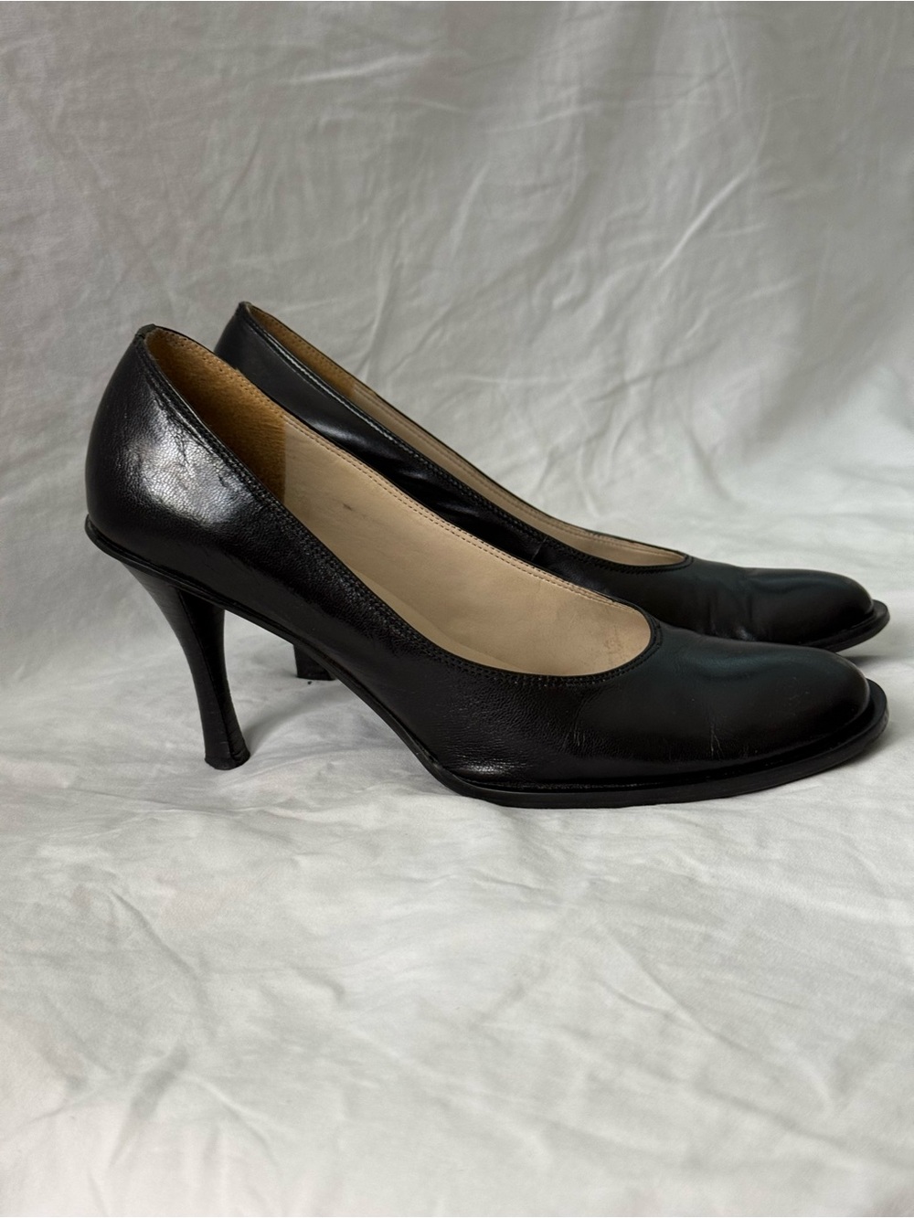 BCBGirls Black Leather Almond Toe Pumps